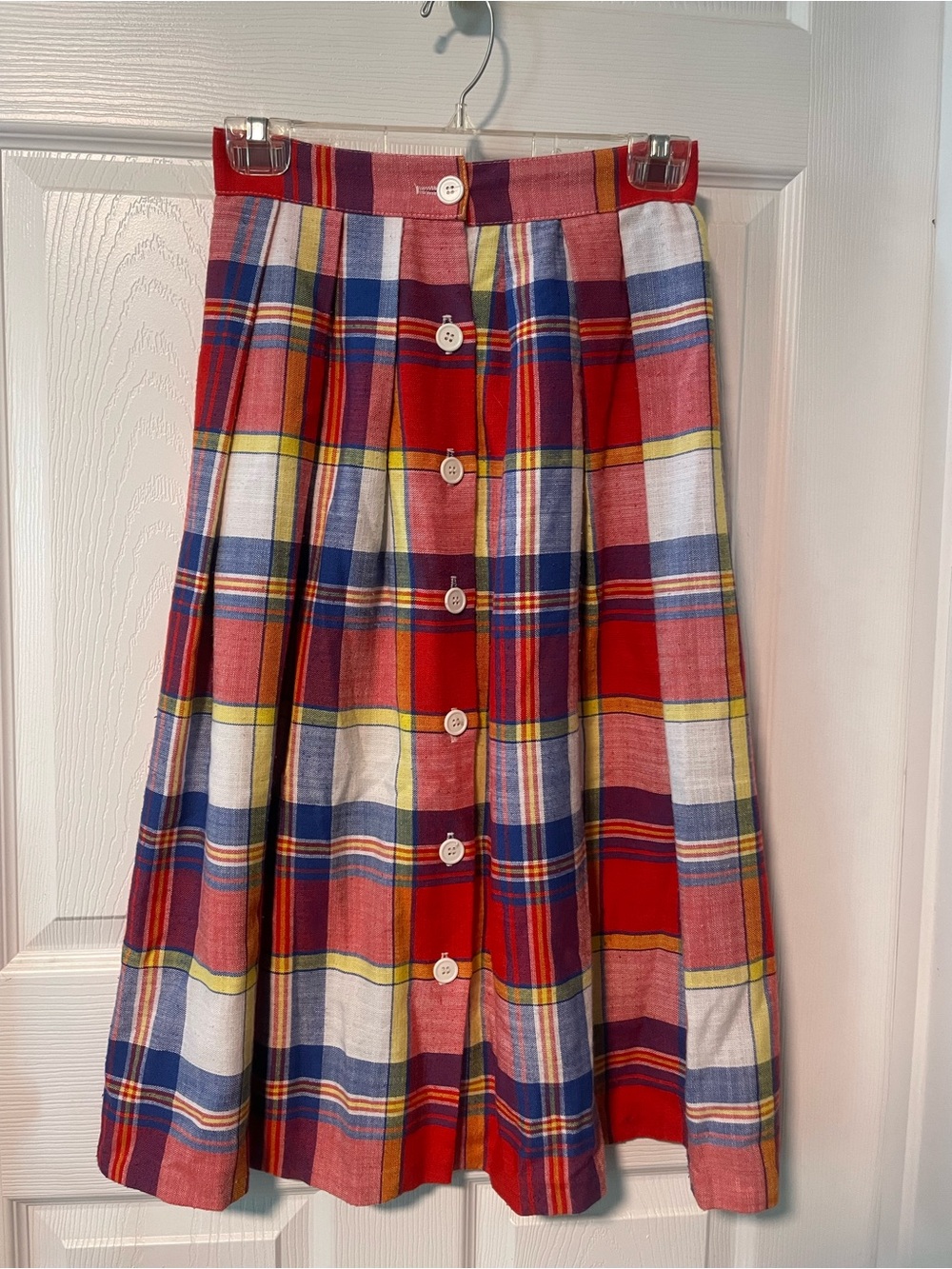 Vintage Size 8 Plaid Button Down A Line Skirt